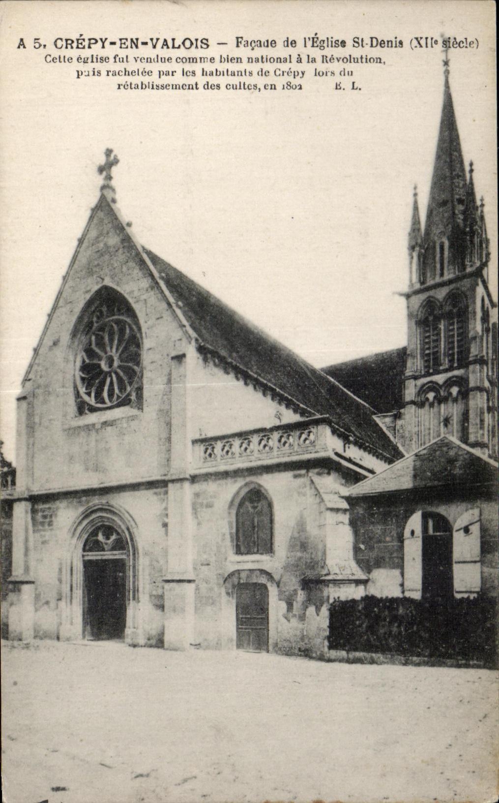 Crépy-en-Valois — Fassade der Kirche St-Denis (11. Jahrhundert) — Verlag E. L.