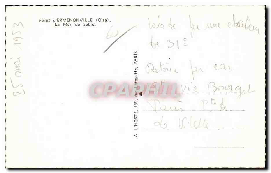 CPA Ermenonville (Oise) La Mer de sable — Rückseite