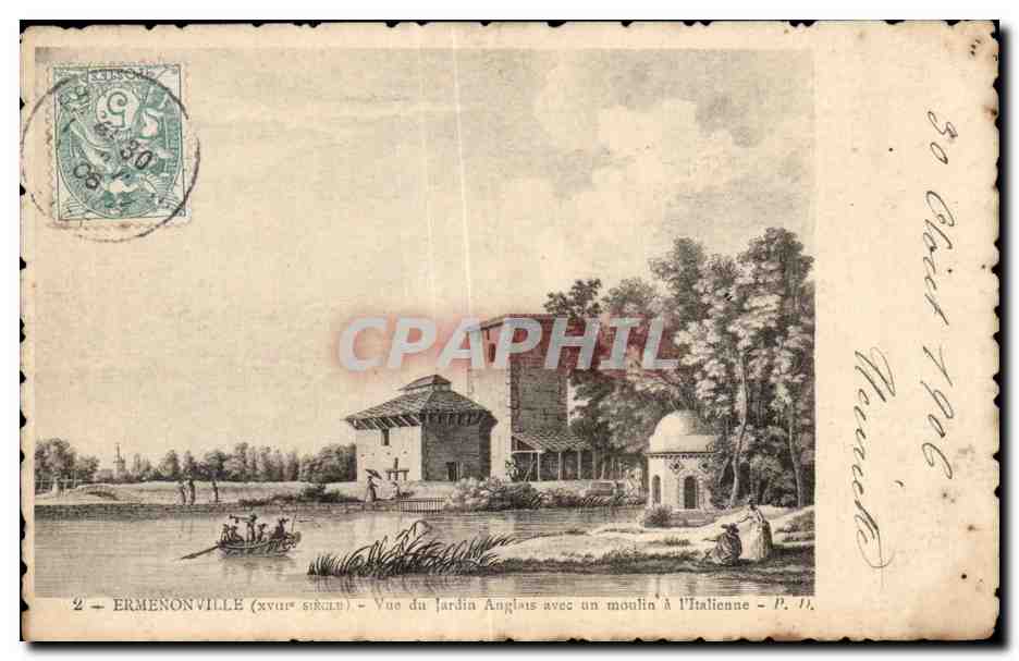 CPA Ermenonville (XVIII siecle) Vue du jardin Anglais avec un moulin a 