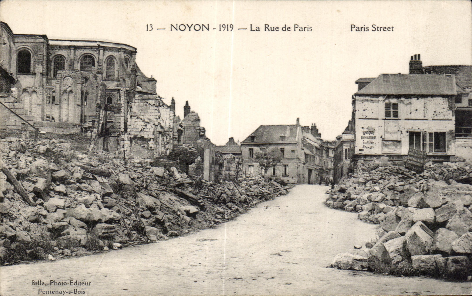 CPA Noyon La Rue de Paris Paris Street Militaria 