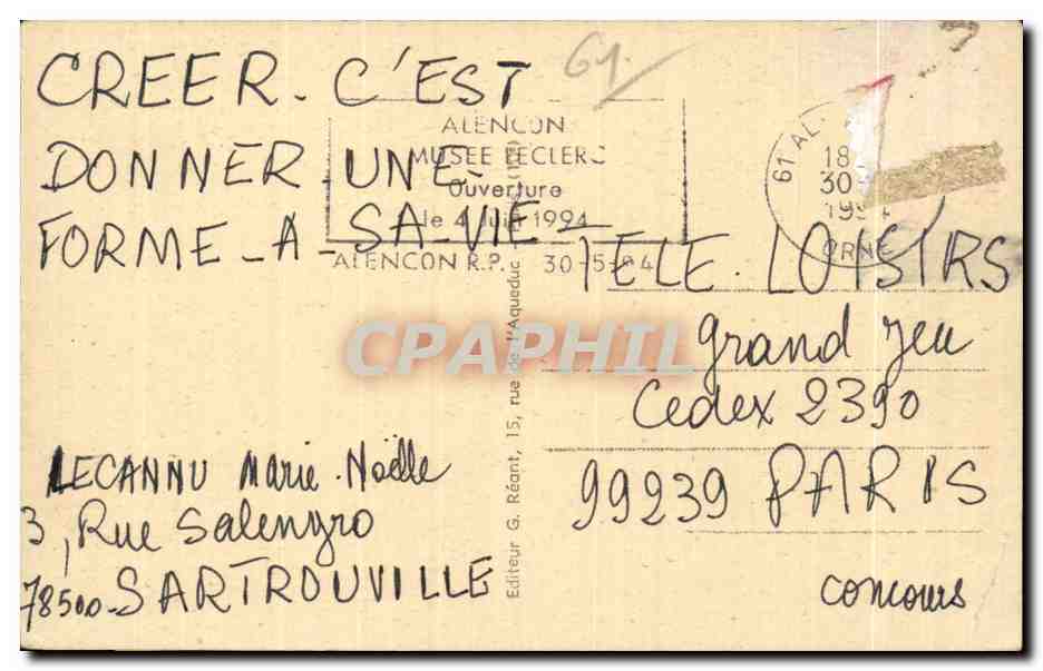 CPA Alencon Les Bords De La Sarthe — Rückseite