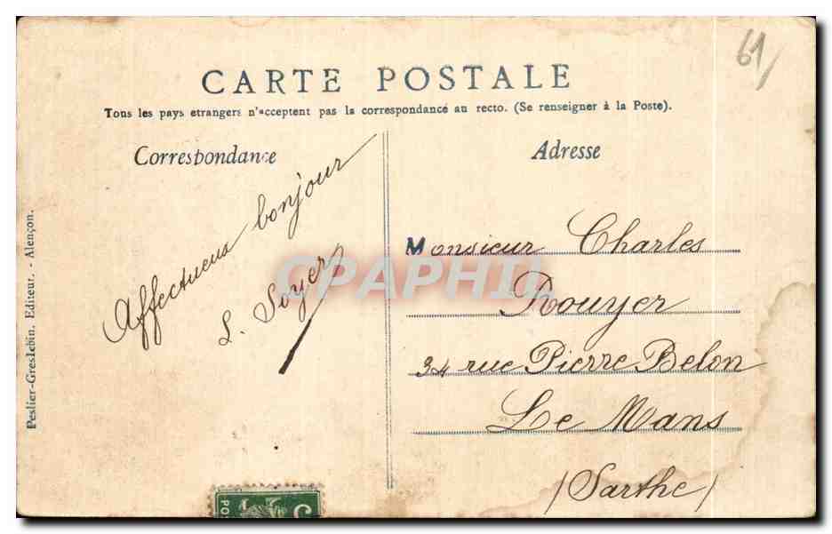 CPA Alencon Le Vue Sur La Sarthe — Rückseite