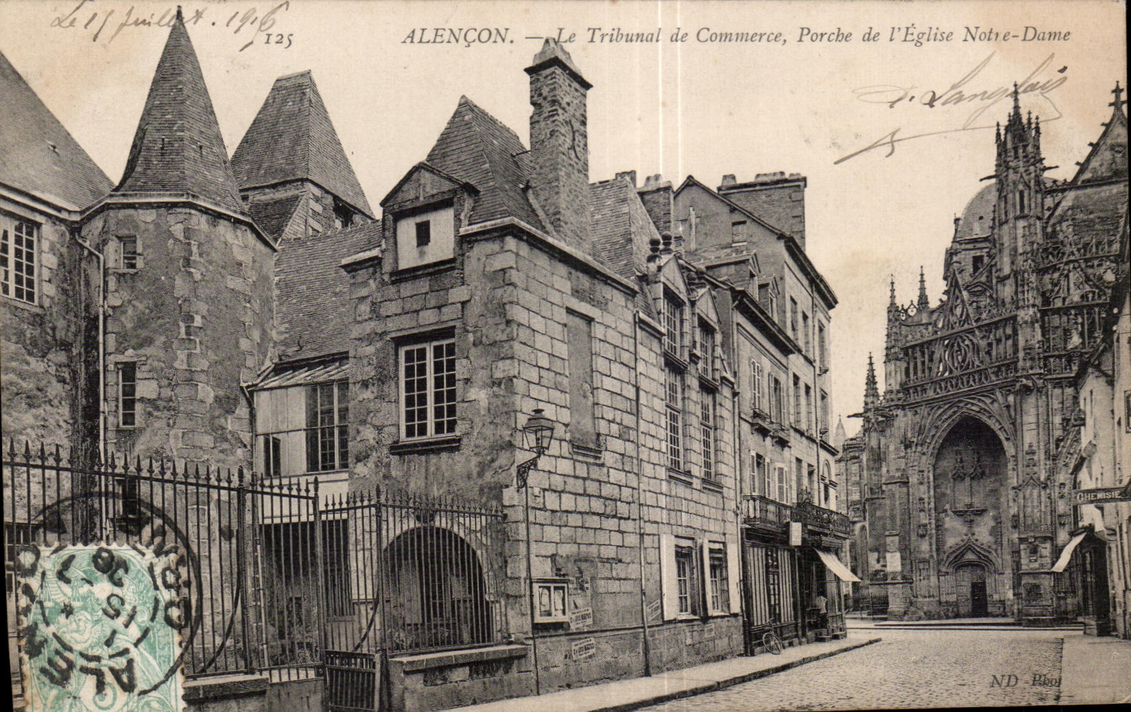 CPA Alencon Le Tribunal de Commerce Porche de L Eglise