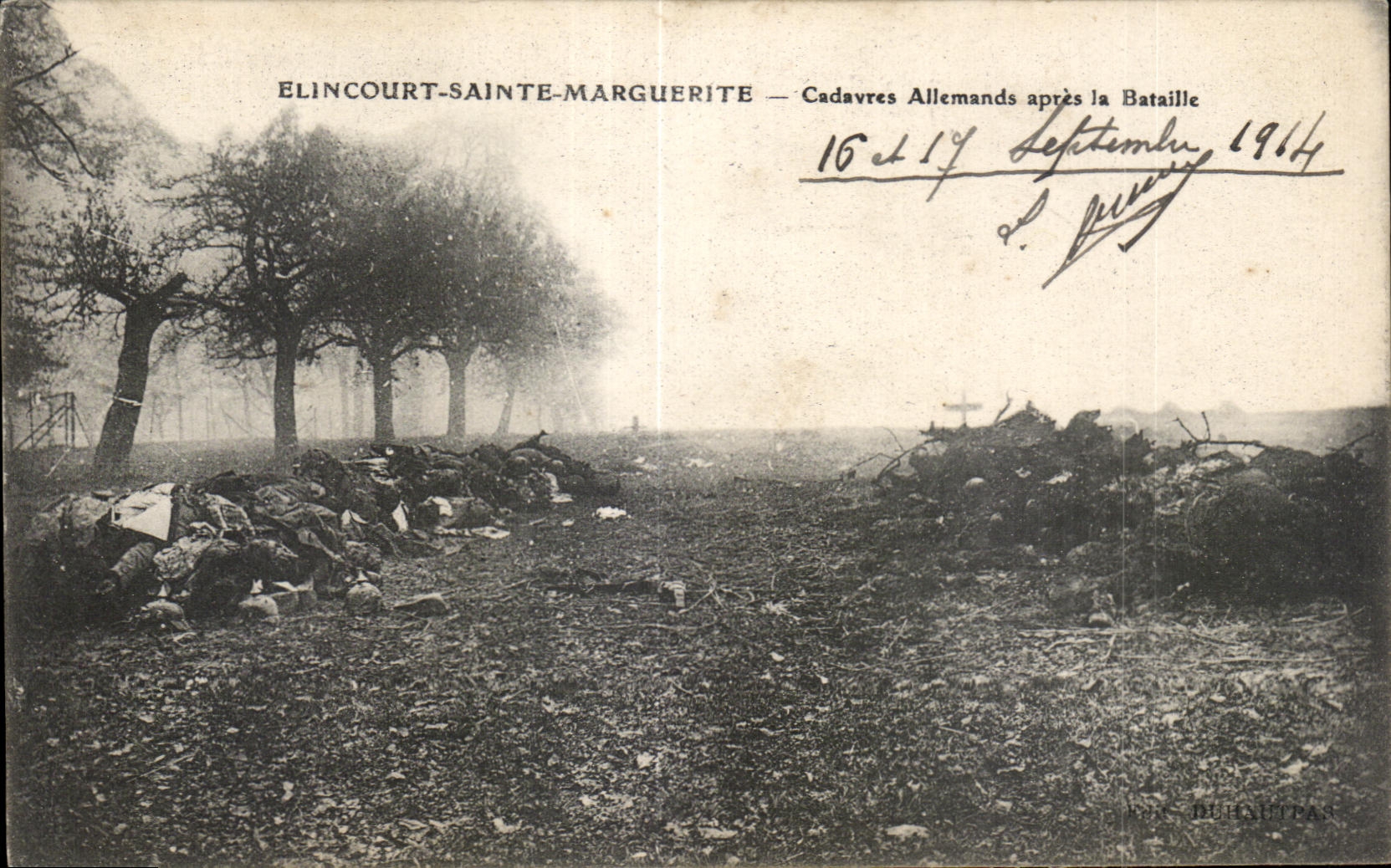 Elincourt-Sainte-Marguerite — Cadavres Allemands après la Bataille — Éditeur Behaupan