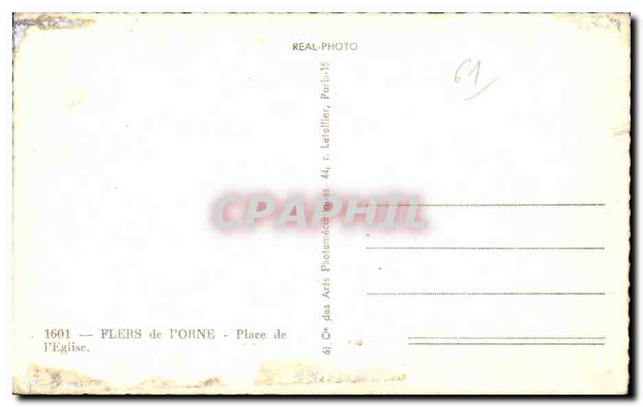 CPA Flers de l orne Place de l eglise — Rückseite