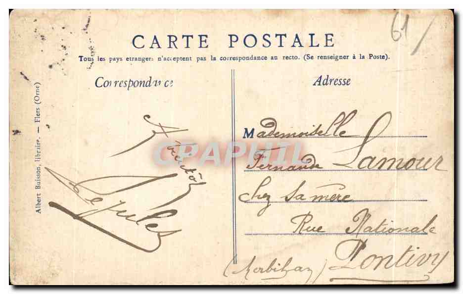 CPA Flers (Orne) Le Chateau et le Petit etang La nuit — Rückseite