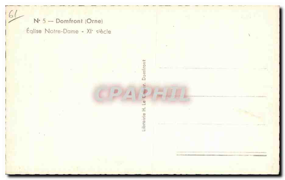 CPA Domfront (Orne) Eglise Notre Dame XI Siecle — Rückseite