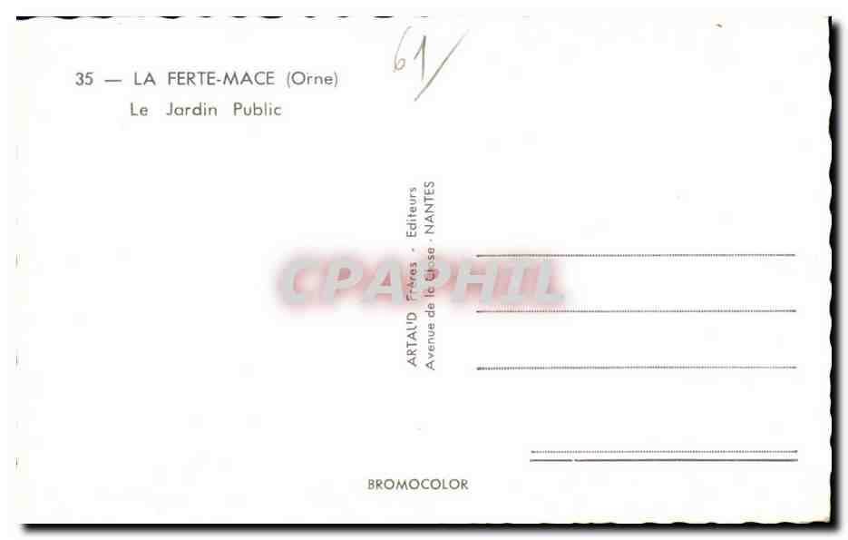 CPSM La Ferte Mace (Orne) Le Jardin Public — Rückseite