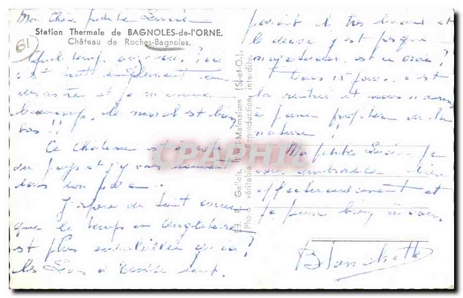 CPSM La Ferte Mace Chateau de Roches Bagnoles — Rückseite