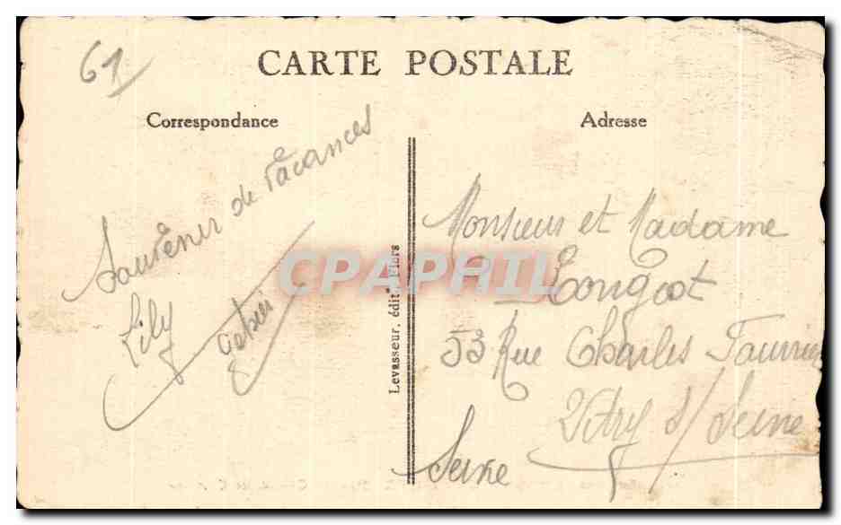 CPA Environs de Bagnoles De L orne Le Chateau de Couterne — Rückseite