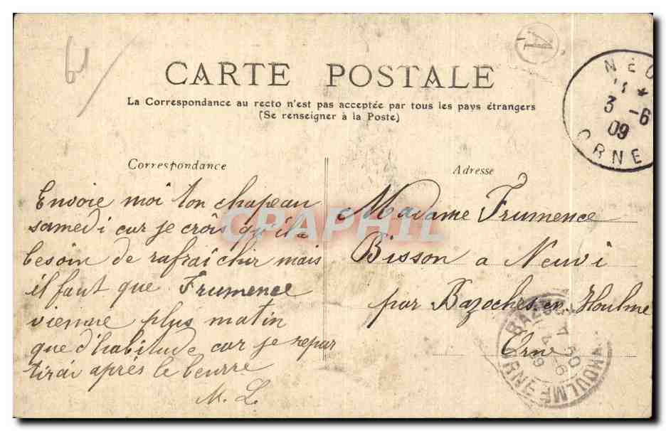 CPA Environs de Bagnoles De L Orne Chateau du Gue aux Biches — Rückseite