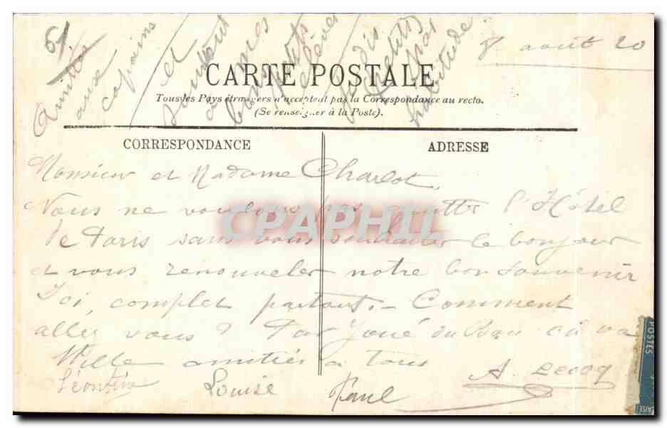 CPA Bagnoles De L orne L Hotel de Paris — Verso