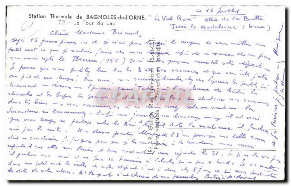 Bagnolles-de-l'Orne — La Val Phor — Vista de la Battuta — Estación Termal — Reverso