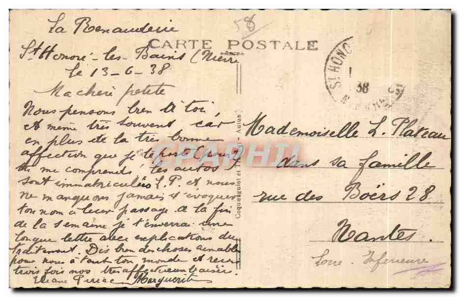 CPA (Nievre) Saint Honore les Bains Le Parc et les terrasses du Morvan — Rückseite