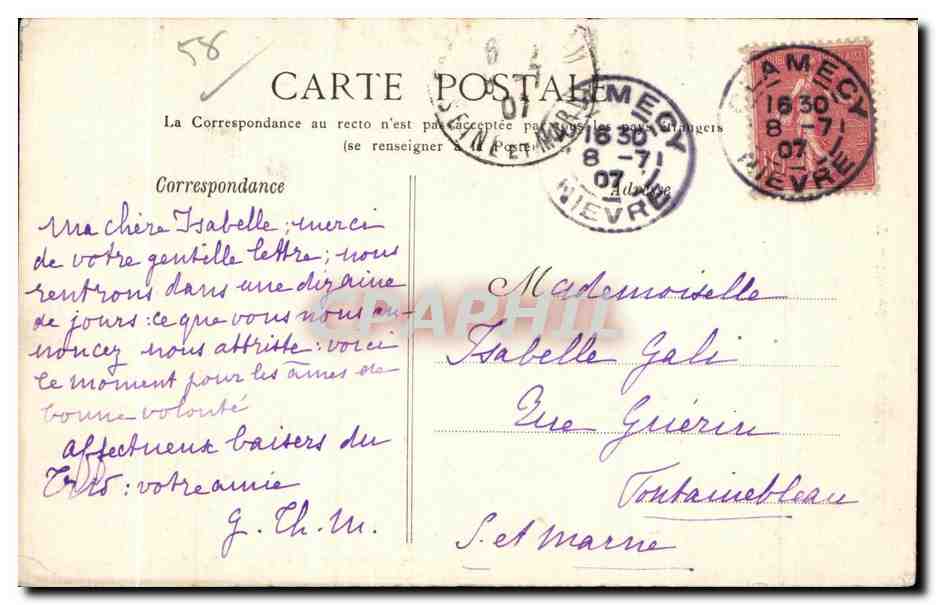CPA Clamecy Un coin du Bief des Moulins — Rückseite