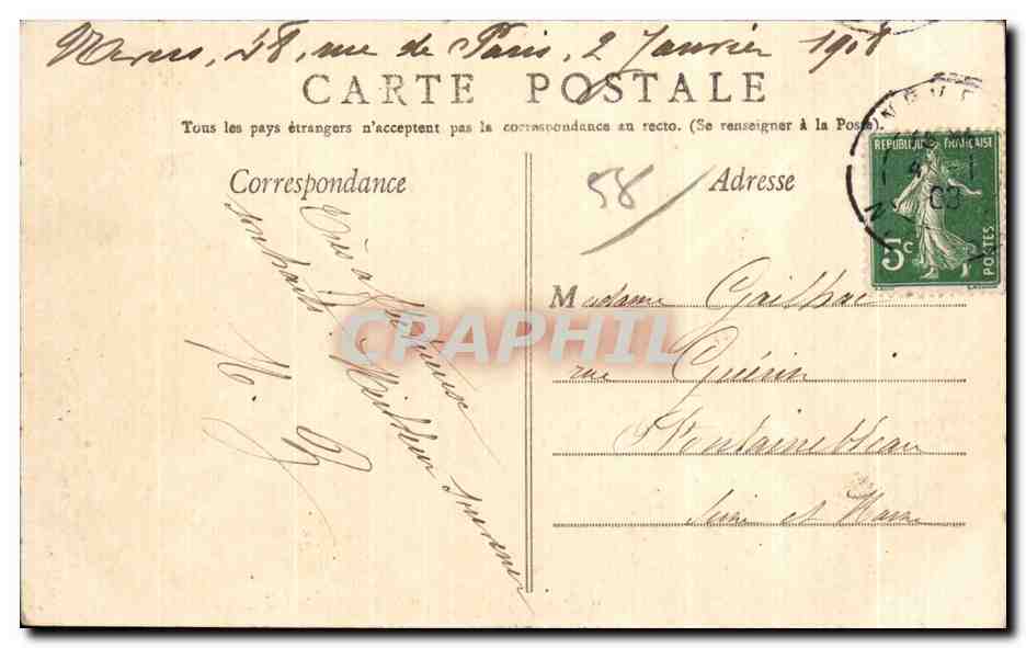 CPA Nevers Tour Goguin et Pont du Chemin de Fer — Rückseite