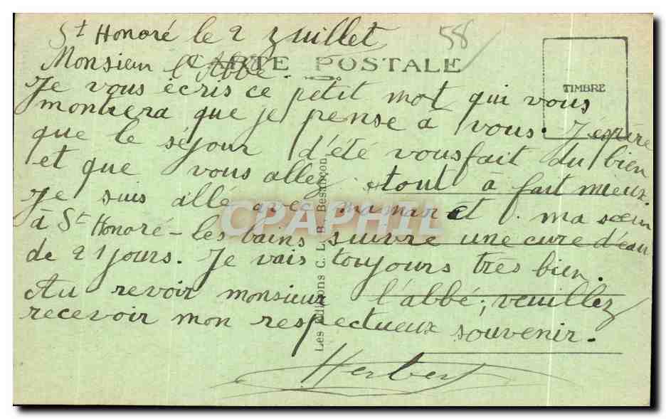 CPA Nievre Saint Honore les Bains Chemin de Desert La Vieille Montagne — Rückseite