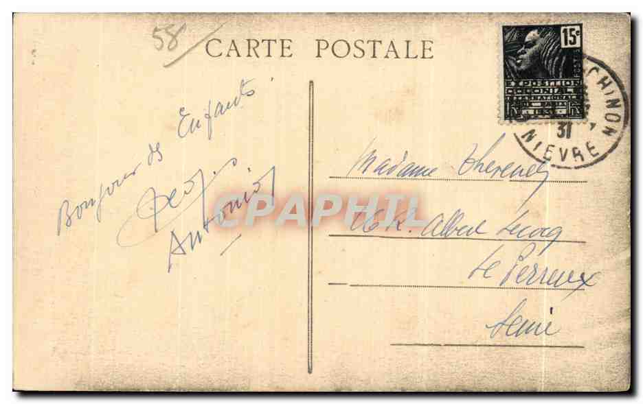 CPA Chateau Chinon La Cheminee de la Caisse d Epargne — Rückseite