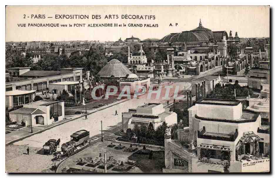 CPA Paris exposition Des Arts Decoratifs Vue Panoramique vers le Pont Alexandre III et le Grand Palais