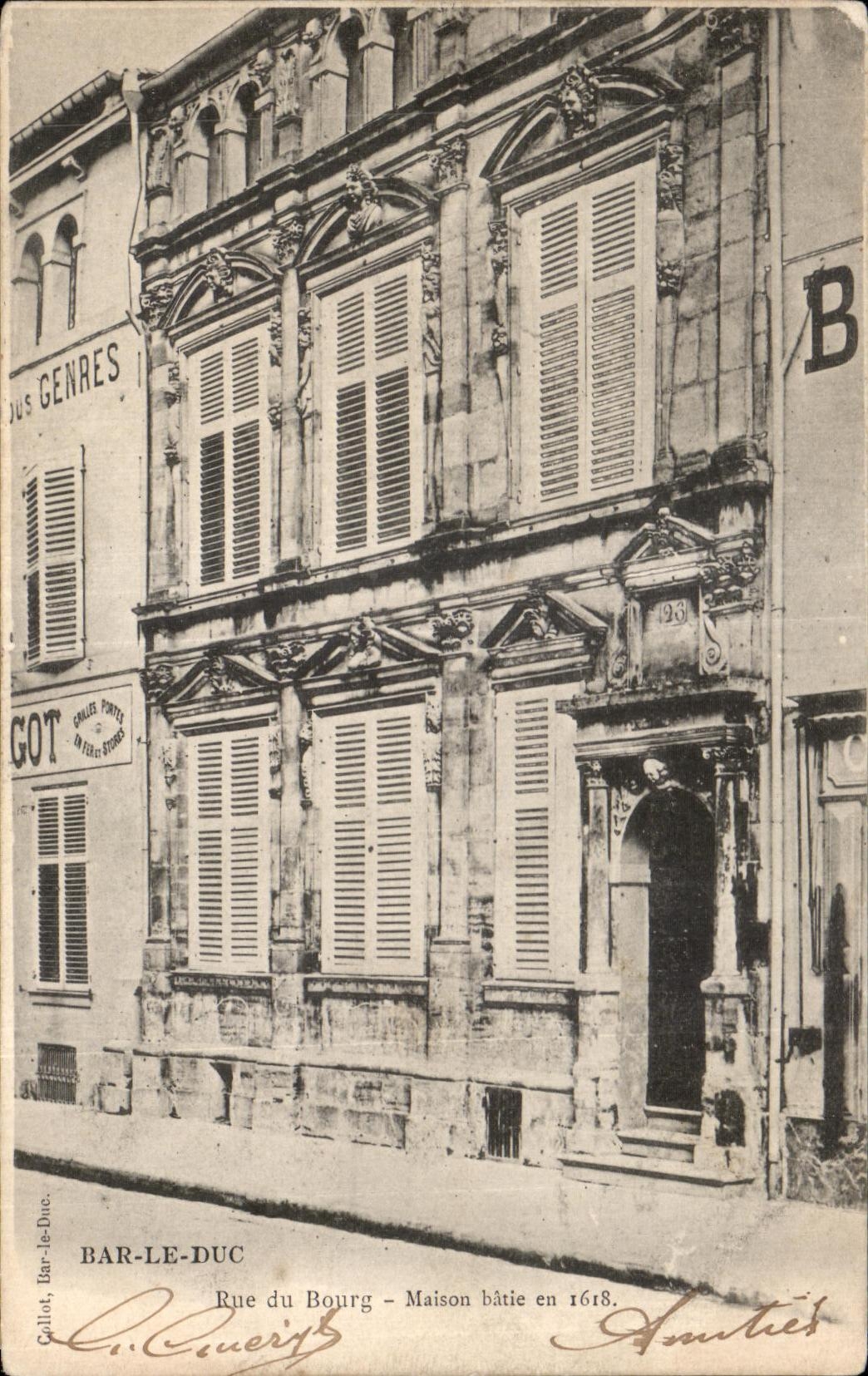 CPA Bar Le Duc Rue du Bourg Maison batie en 