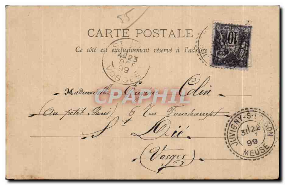 Défilé Place Carnot — Juvigny, 31/12/1899 — C. Jumelle, Phototypie A. Bergeret et Cie, Nancy — Reverso