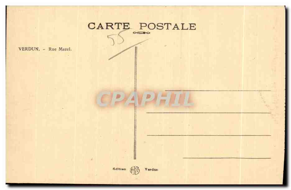 CPA Verdun Rue Mazel — Rückseite