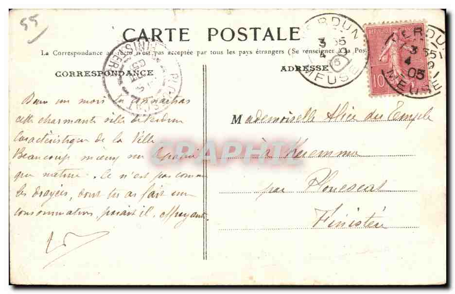 CPA Verdun le Le College et la Chapelle — Rückseite