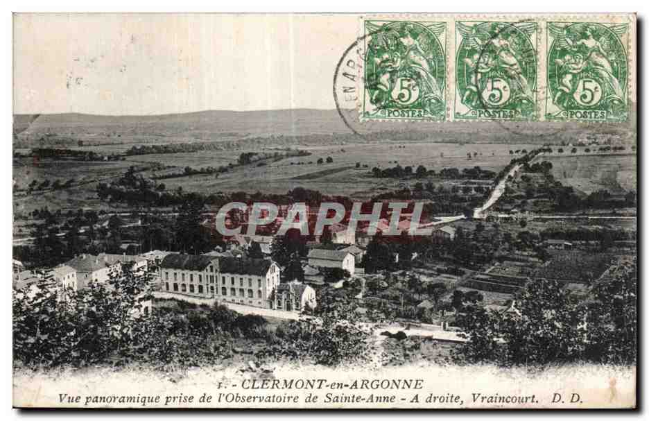 CPA Clermont en Argonne Vue panoramique prise de I Observatoire de Sainte Anne A droite Vraincourt