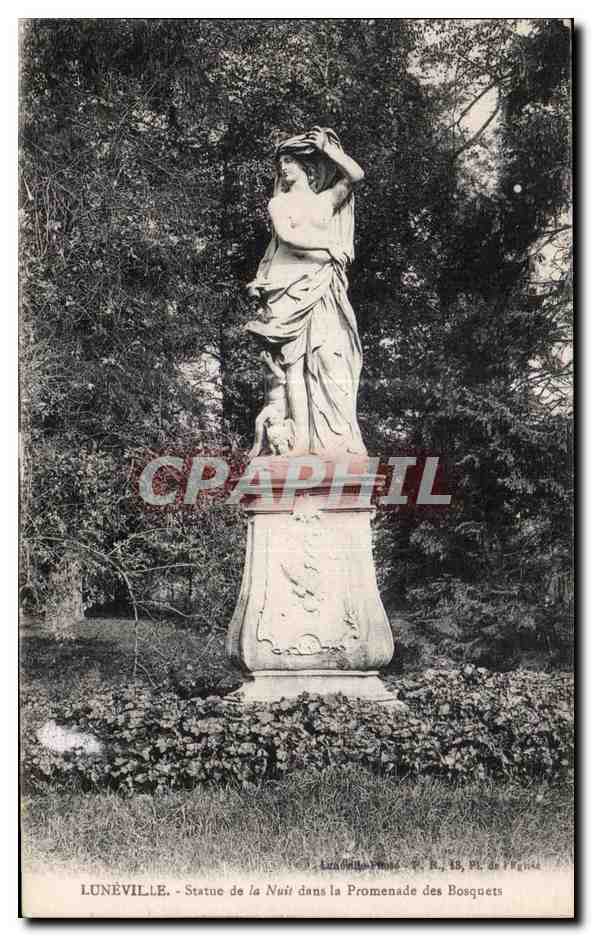 Lunéville - Statue de la Nuit dans la Promenade des Bosquets — Luzelle-Rousse, n° 15, Pl. de l'Église