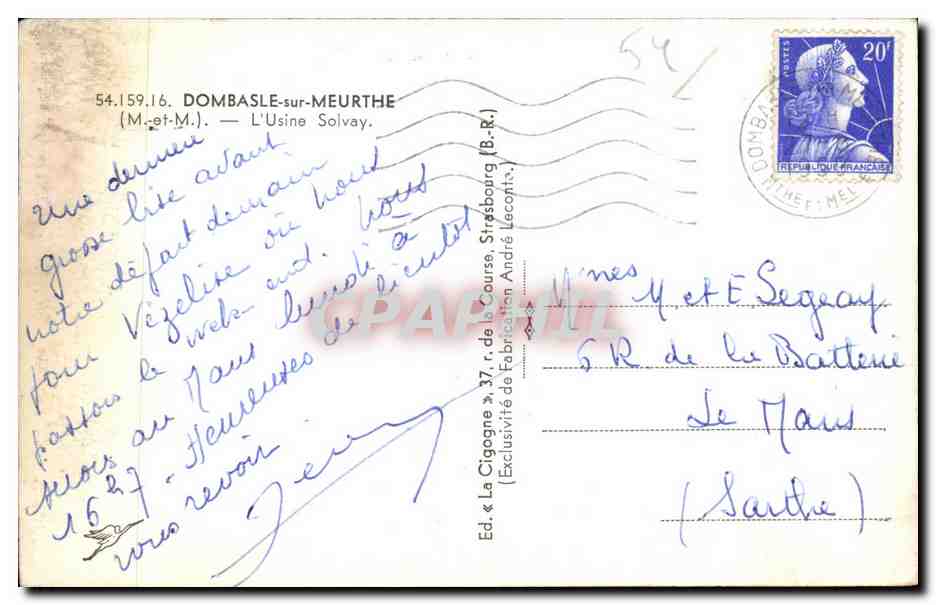 CPA Dombasle sur Meurthe L Usine Solvay — Rückseite