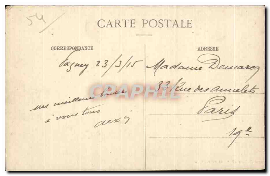Hudiviller — Une Rue du Village incendié — Lucéville-Chois - P. 8 - 16, Pl. de l'Église — Verso