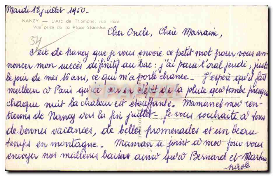CPA NANCY l Arc de Triomphe ue Here vue prise de la Place Stanisias — Rückseite