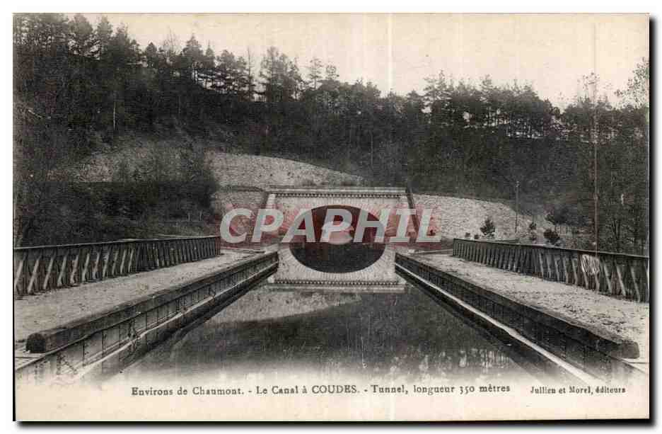 Environ de Chaumont — Le Canal à COUDES — Tunnel, longueur 350 mètres — Juillien et Morel, éditeurs
