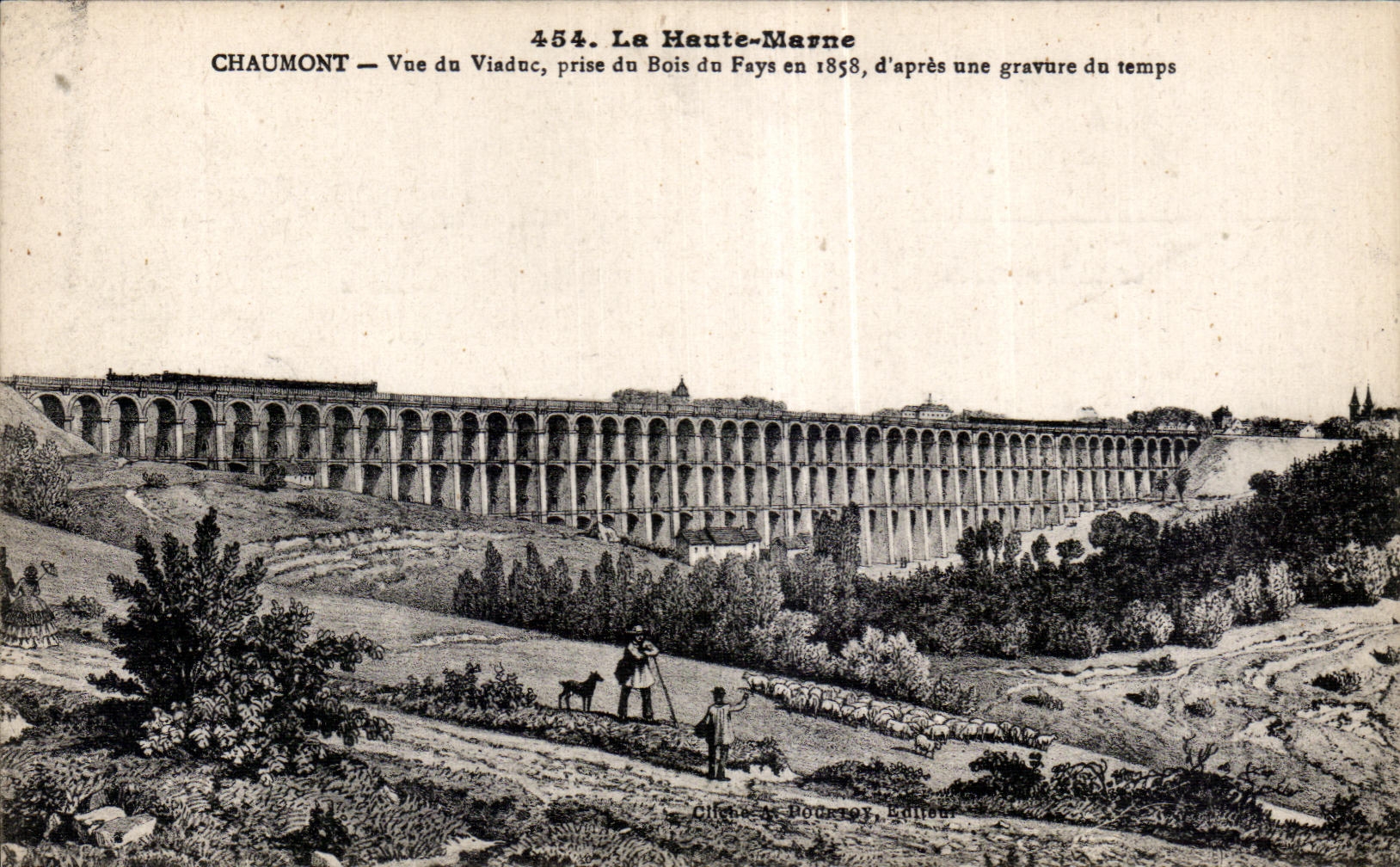 CPA La Raute Marne Chaumont vue du Viaduc prise du Bois du Fays en d apres une gravure du temps