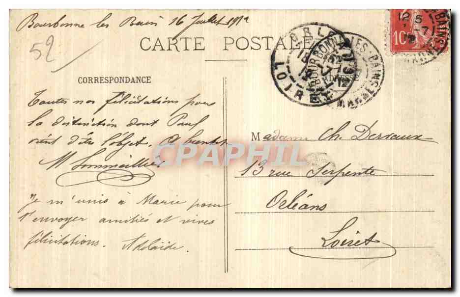 CPA Bourbonne Les Bains Le Donjon du chateau  — Rückseite