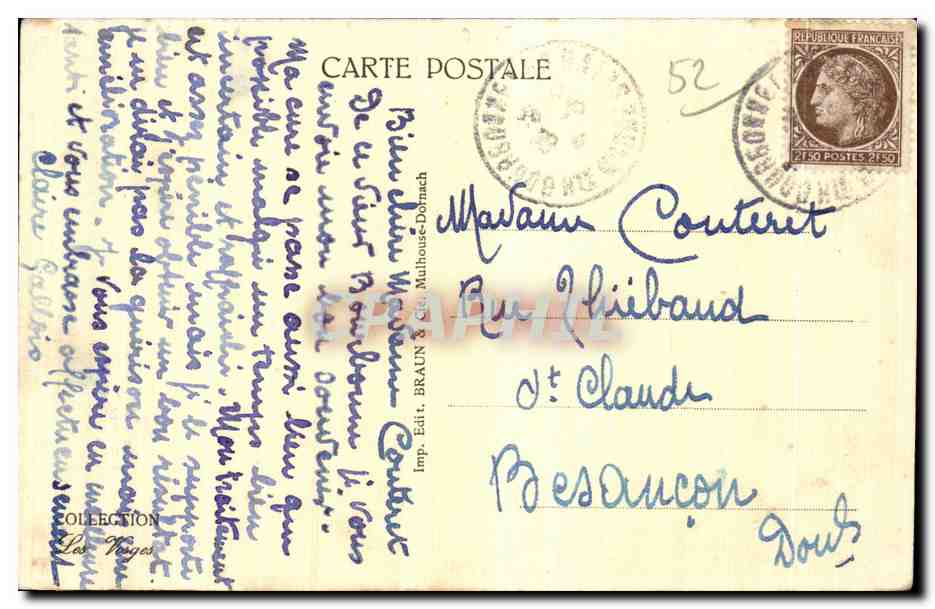 CPA Bourbonne Les Bains Rue Des Bains — Back