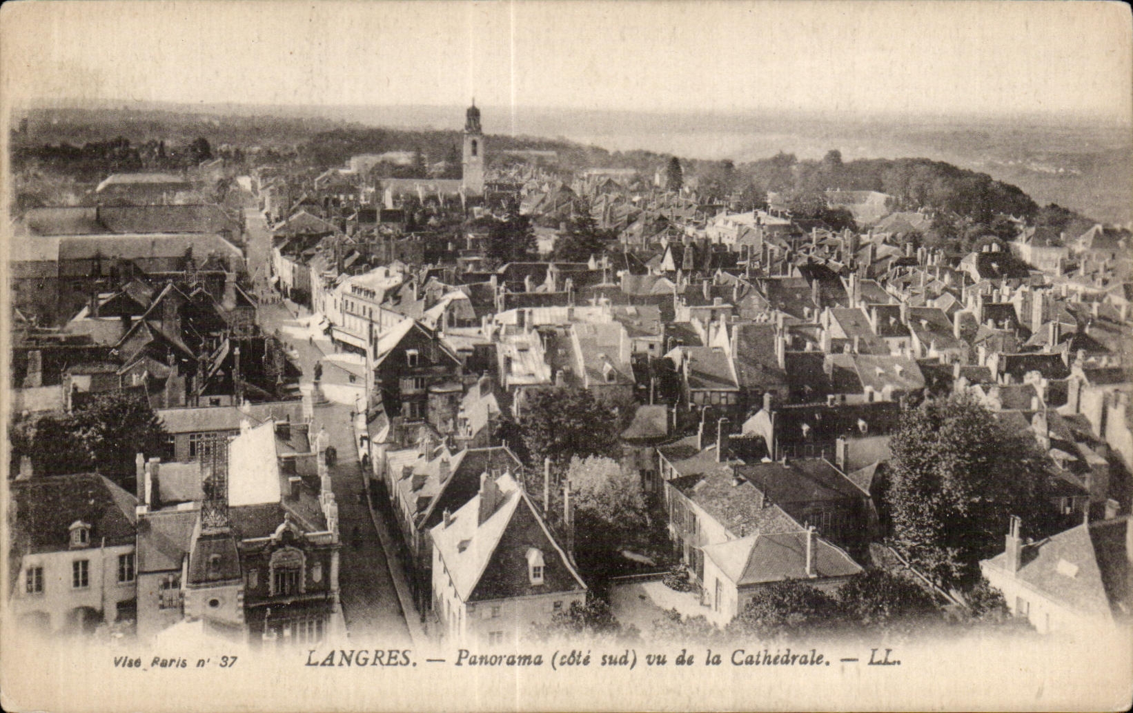 CPA Langres Panorama (cote sud) vu de la Cathedrale