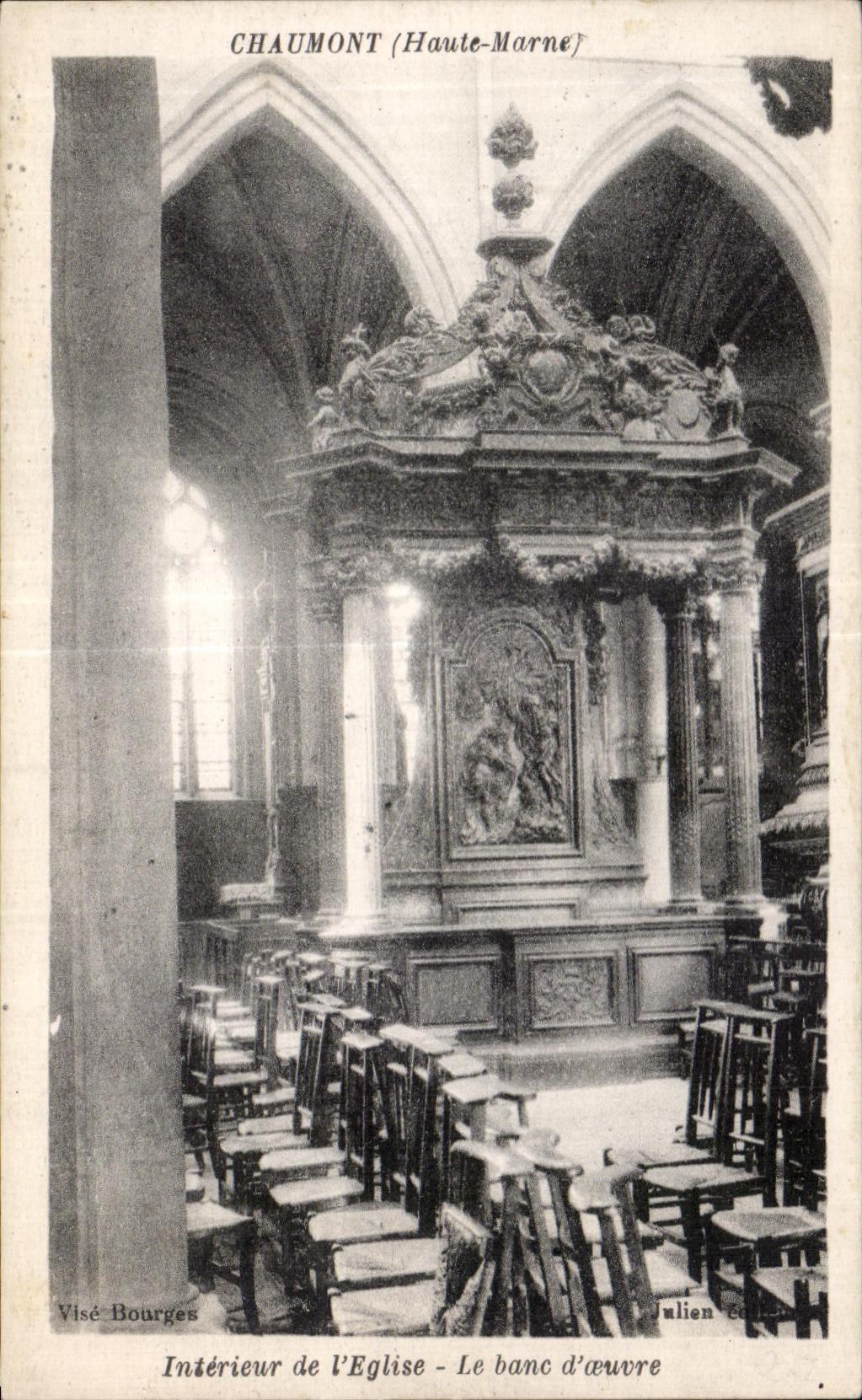 Chaumont (Haute-Marne) — Intérieur de l'église — Le banc d'œuvre