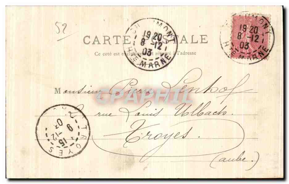 CPA Chaumont le vailee de la marne choignes — Rückseite