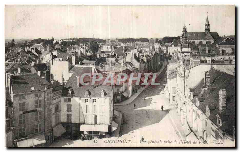 Vintage Postcard Chaumont General View Taken from the City Hall