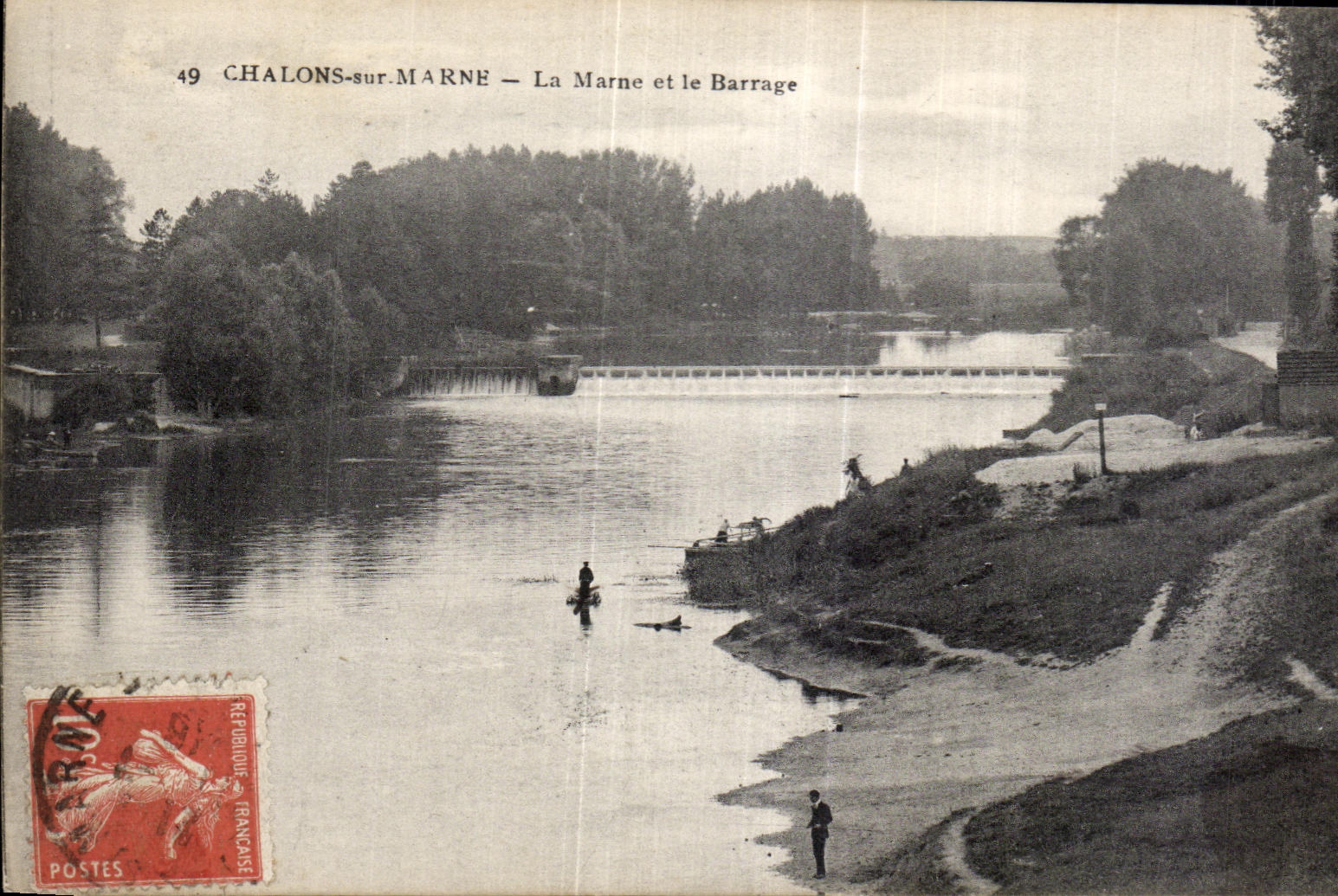 CPA Chalons sur Marne La Marne et le Barrage