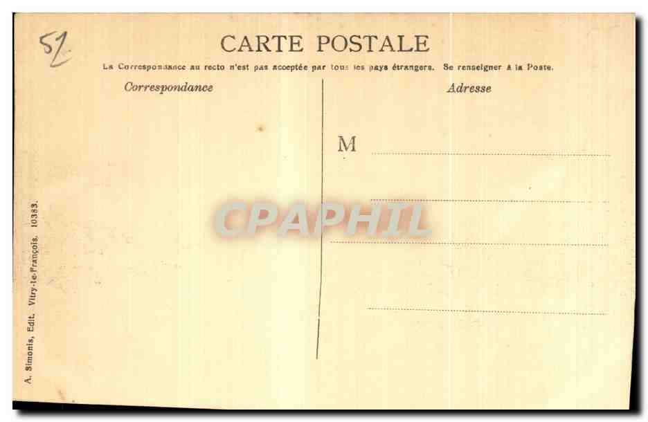 CPA Vitry le Francois Place d armes — Verso
