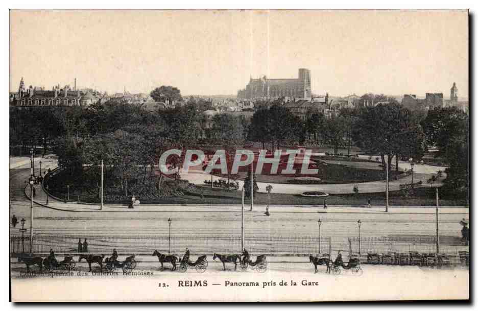 CPA Reims Panorama pris de la gare