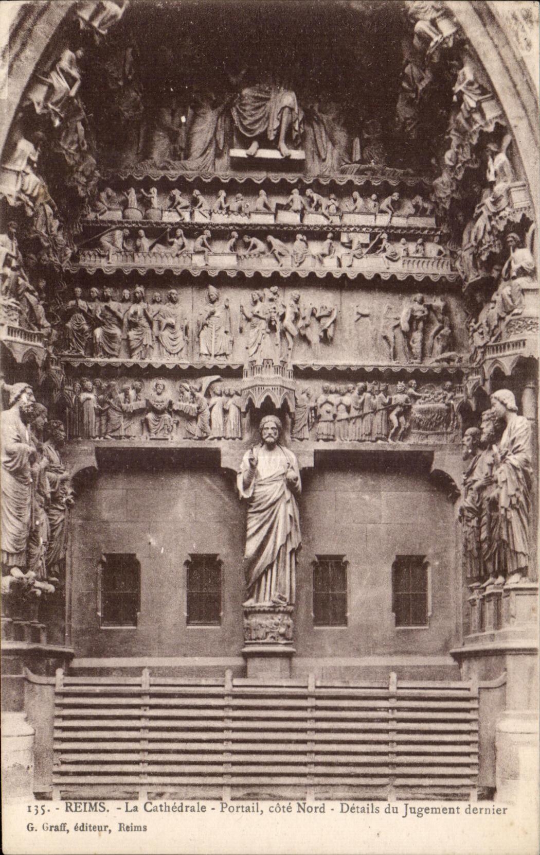 Reims - La Cathédrale - Portail côté Nord - Détails du Jugement dernier - G. Graff, éditeur, Reims