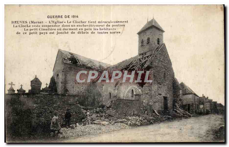 CPA Reuves L eglise Le clocher 