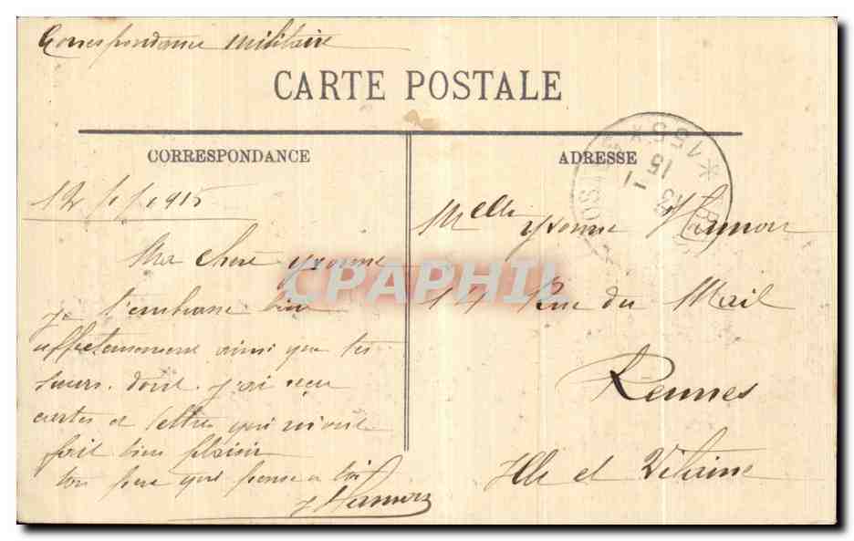 Reims — Rue du Faubourg Cérès, maisons incendiées — Cliché M. Lavergne, Reims — Verso