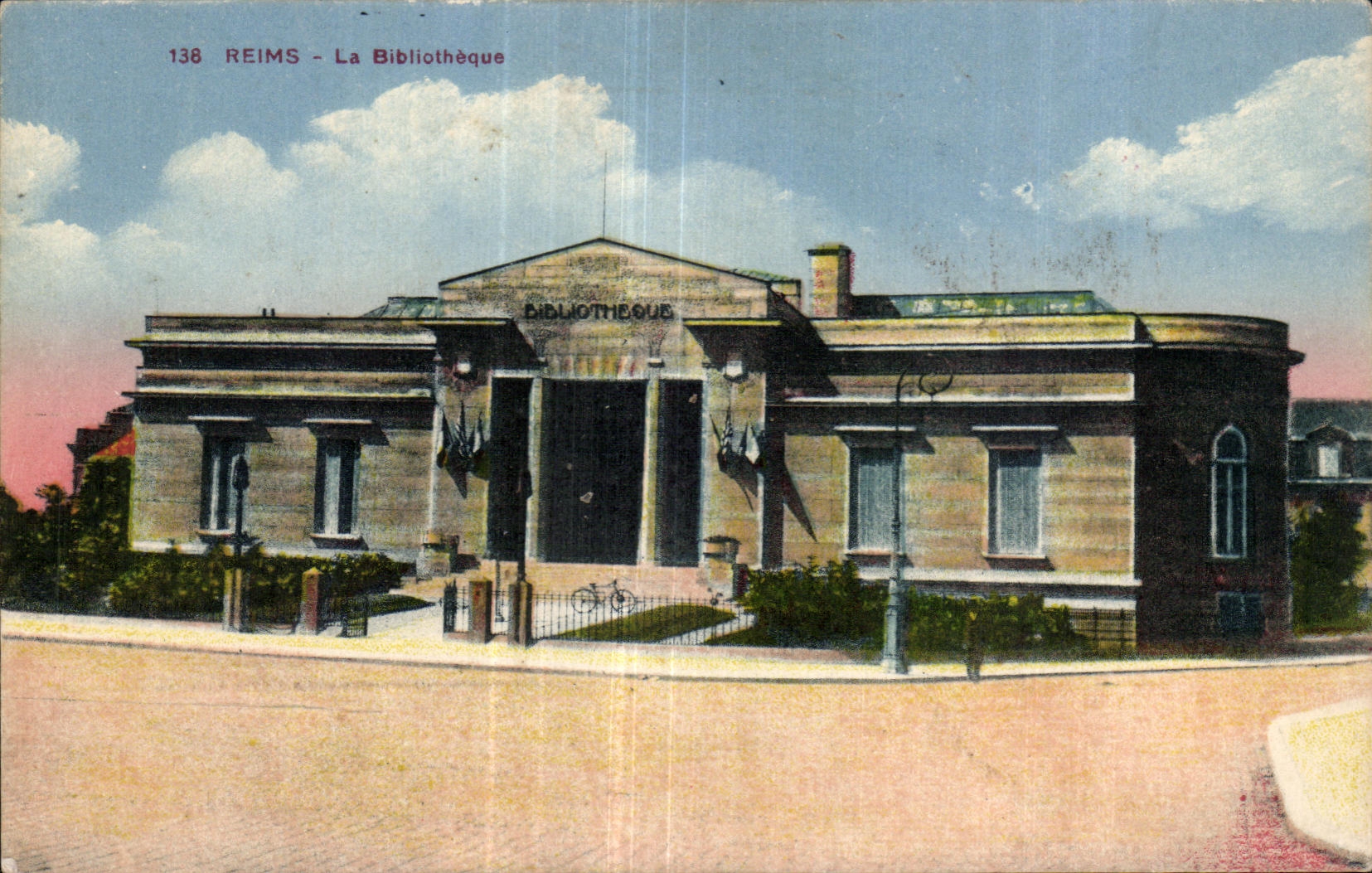 CPA Reims La Bibliotheque Library