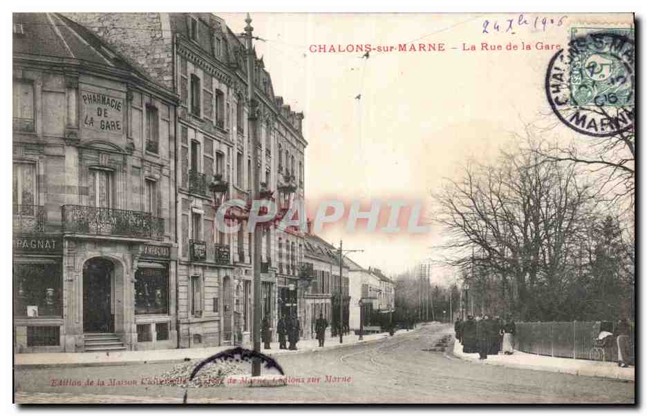 CPA CHalonssur marne la rue de la gare 