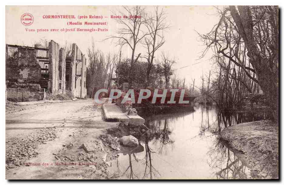 Cormontreuil (près Reims) — Route de Reims (Moulin Moulaurent) — Édition des « Malachites »