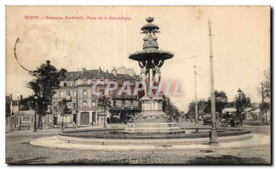 Reims — Fontaine Bartholdi, Place de la République — CPAPHIL